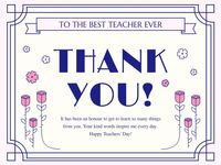greeting, gratitude, appreciation, Lavender Color Illustration Thank You Teachers' Day Card Template