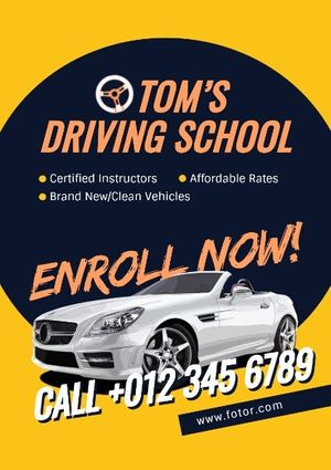 driver, car, transport, Driving School Poster Template