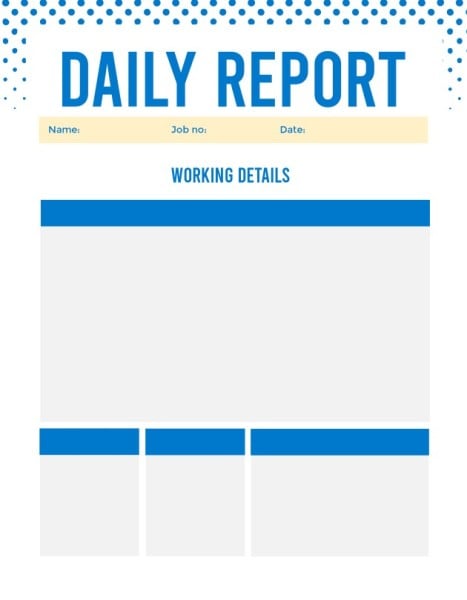 Customizable Basic Daily Working Details Daily Report Templates | Fotor ...