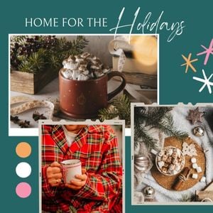 holiday, happy, joy, Blue Green Merry Christmas Food Biscuits Bakery Collage Photo Collage (Square) Template