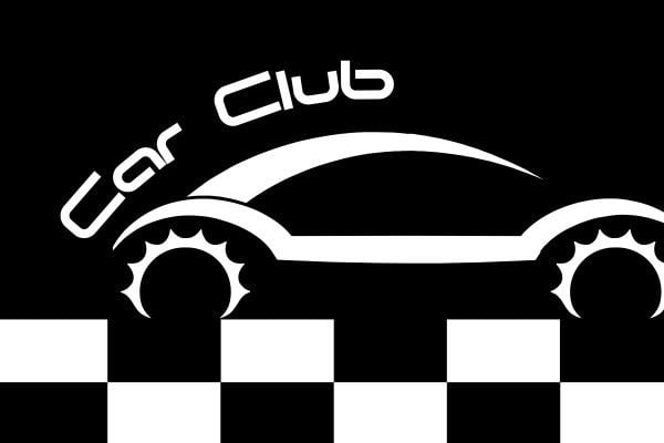 team, illustration, simple, Black And White Modern Car Club Flag Template