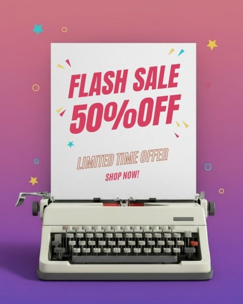 Purple Gradient Classic Typewriter Flash Sale