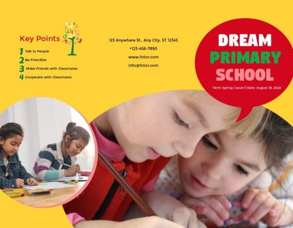  marketing,  marketing material,  commercial, Primary School  Brochure Template