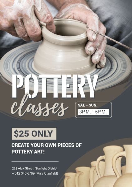 crafts, works, productions, Pottery Handicraft Class Poster Template