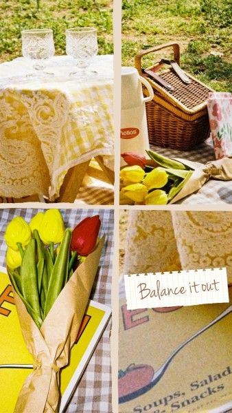 balance, balance in out, outting, Yellow Outdoor Picnic Photo Collage 9:16 Template