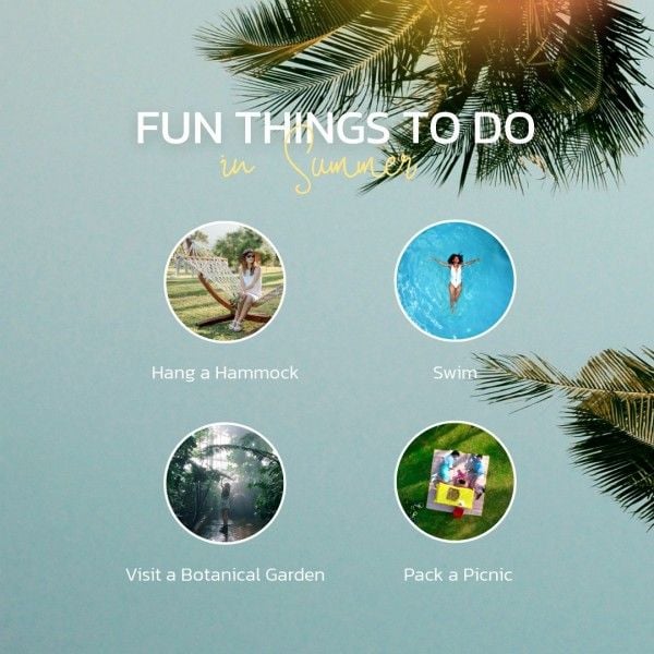 tips, checklist, essentials, Green Modern Summer Vacation Fun Things To Do List Instagram Post Template