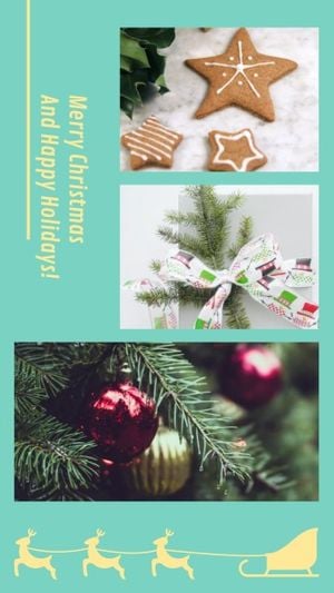 holiday, friend, happy, Green Christmas Photo Collage 9:16 Template