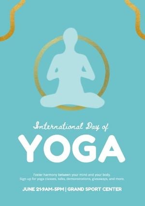 蓝色国际瑜伽日 英文海报