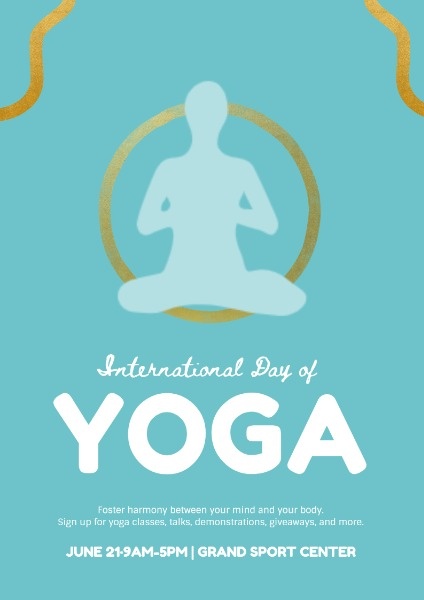 Blue International Yoga Day Poster