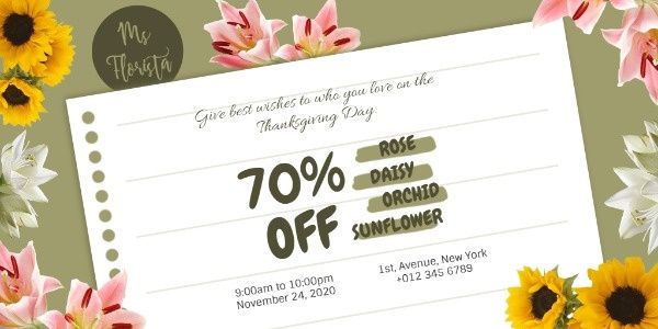promotion, discount, sale, Black Friday Flower Shop Special Offer Twitter Post Template