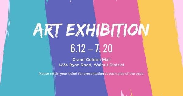  cover photo,  show,  artistic, Colorful Art Exhibition Facebook Event Cover Template