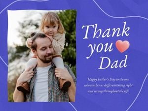 father's day, father, greeting, Blue Thank You Dad Card Template