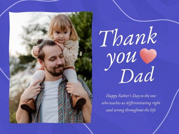 father's day, father, greeting, Blue Thank You Dad Card Template