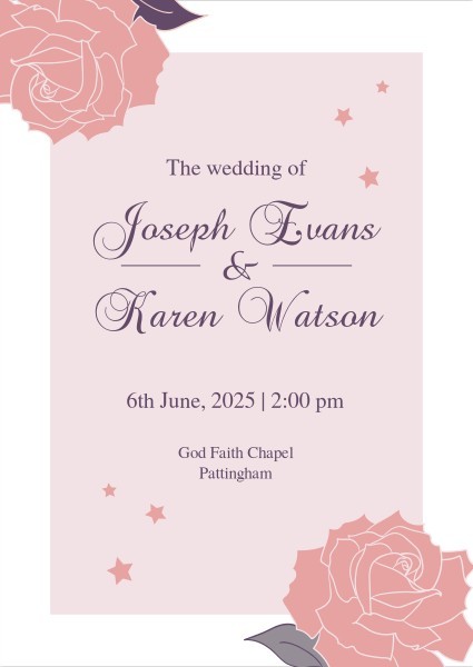 Розовое свадебное приглашение