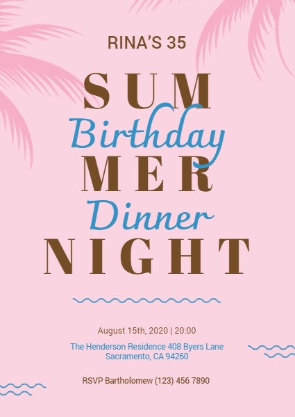 Summer Birthday Party Invitation Card Invitation