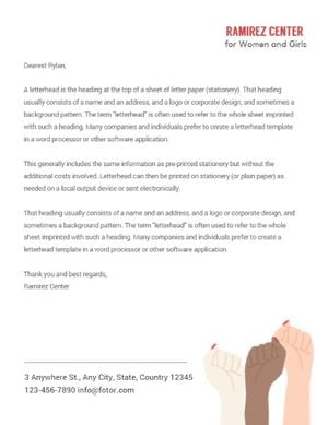 charity, non-profit, organization, NGO For Women And Girls Letterhead Template