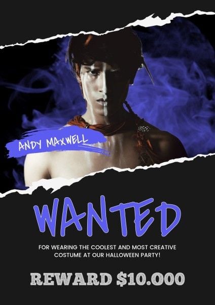 reward, looking for, characteristic, Black And Purple Mysterious Wanted Poster Template