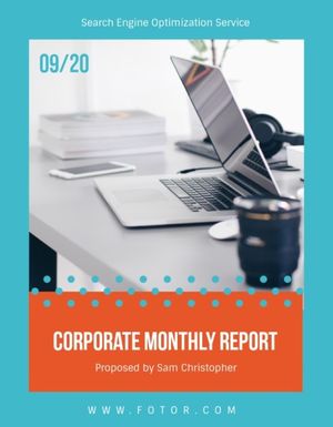 marketing, business, company, Search Engine Optimization Cooperate Monthly  Report Template
