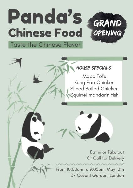 熊猫中餐餐厅 英文海报