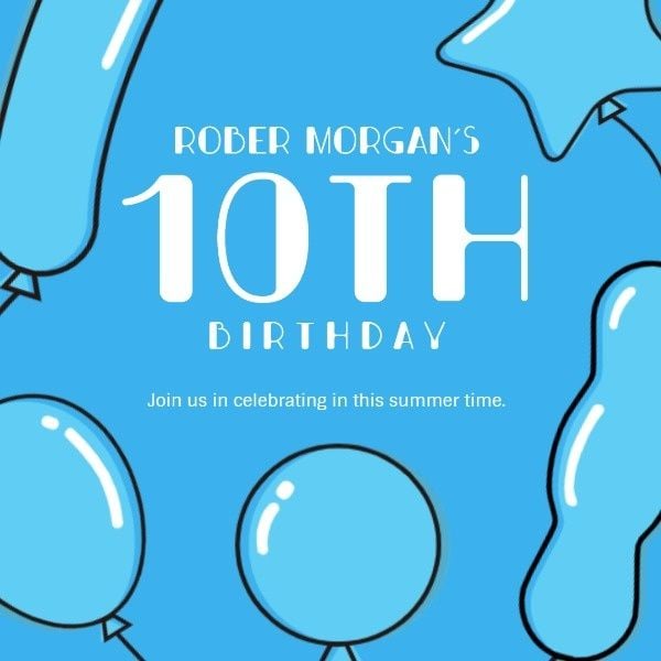 celebration, happy, life, Morgan's 10th Birthday Party Instagram Post Template