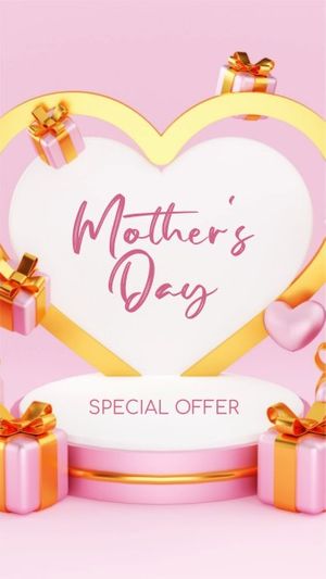 mothers day, mother day, promotion, Pink 3D Gifts Mother's Day Sale Instagram Story Template