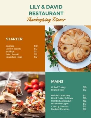 感恩节晚餐 英文菜单