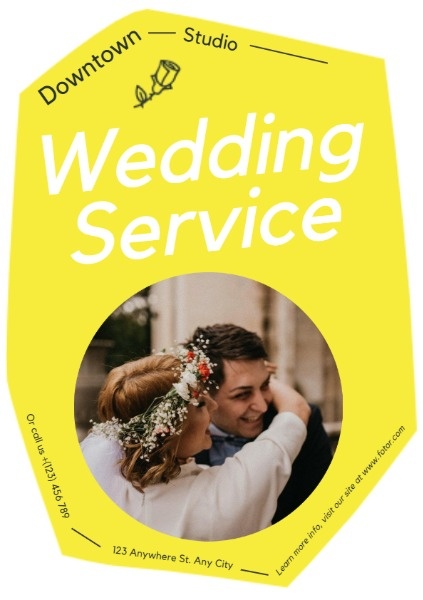 White And Yellow Wedding Service Flyer Flyer