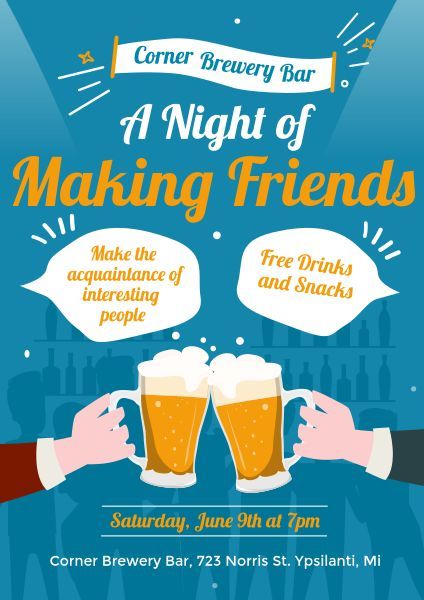 gathering, event, salon, Making Friends Night Party Poster Template