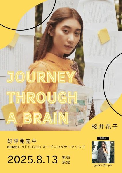 book, woman, model, Yellow Journey Through A Brain Poster Template