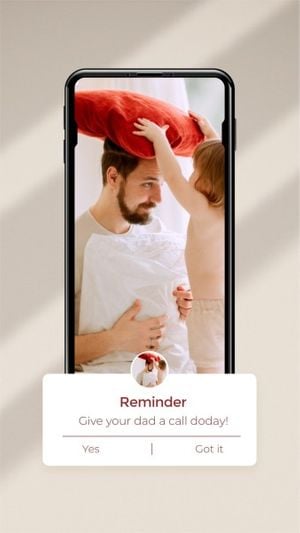 dad, greeting, ui, Minimal Phone Mockup Father's Day Reminder Notification Instagram Story Template
