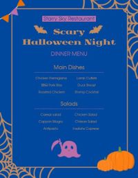 holiday, party, restaurant, Scary Halloween Night Menu Template