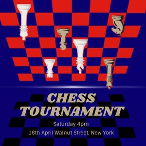 game, life, contest, Blue And Red Chess Tournament Instagram Post Template
