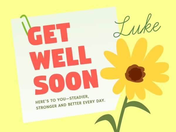Yellow Get Well Soon  Card