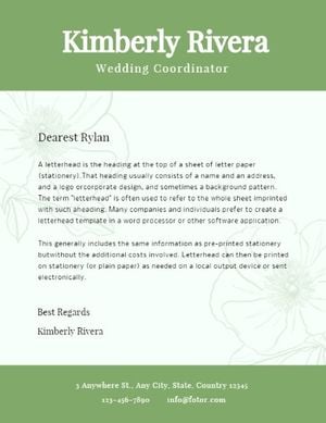 business, office, company, Wedding Coordinator Letterhead Template