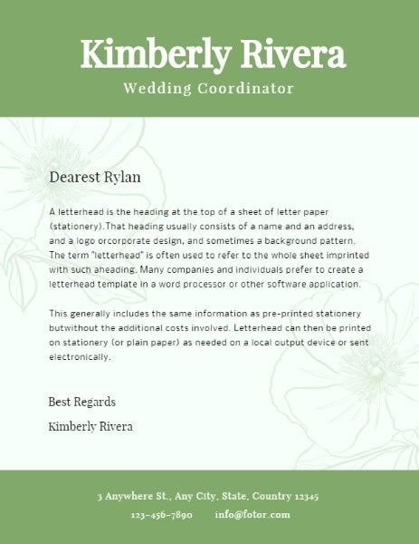 Wedding Coordinator Letterhead