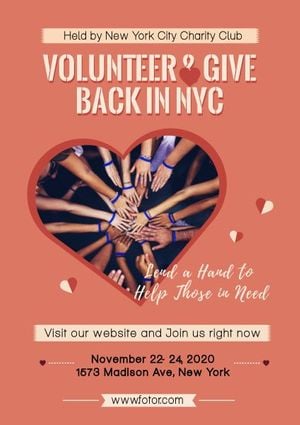 charity clubs, new york, help, Volunteer Recruitment Poster Template