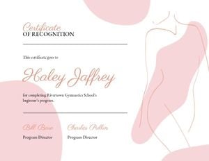 White And Pink Abstract Girl Gymnastics Award Certificate