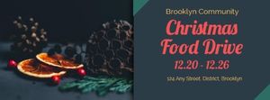 volunteer, charity, organization, Dark Christmas Food Drive Banner Facebook Cover Template