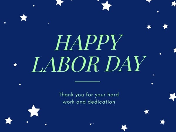 Blue Happy Labor Day Card