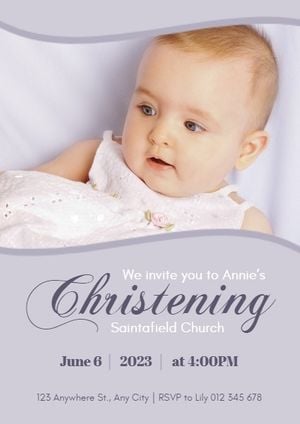 religion, event, baby, Purple Christening Invitation Template