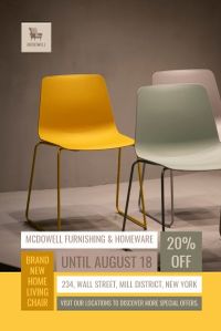 home, homeware, flyer, Yellow Chair Furniture Sale Pinterest Post Template
