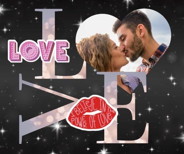 heart, valentines day, valentine, Glitter Love Collage Facebook Post Template