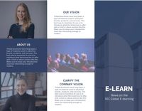 business, promotion, sale, Dark Blue E-learning Platform Brochure Template