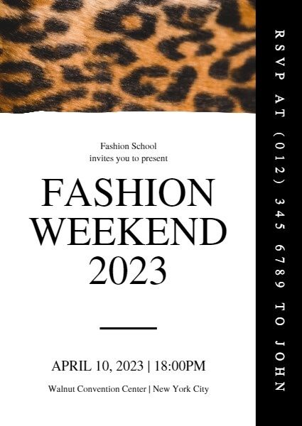 beauty, salon, parties, Leopard Fashion Weekend Event Invitation Template