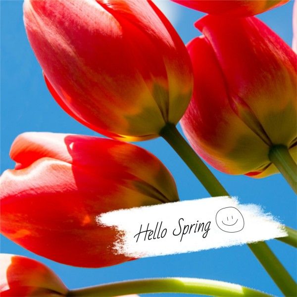flower, blossom, hello spring, Simple Beautiful Spring Instagram Post Template