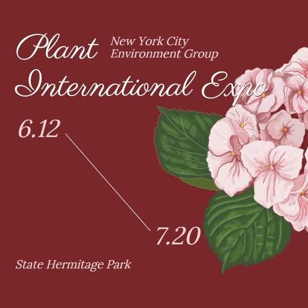 plant international expo, nature, flower, Pink Floral International Expo Event Instagram Post Template