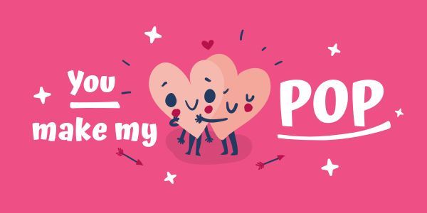 love, valentines day, couple, Pink Heart Pop Valentine's Day Twitter Post Template