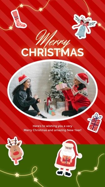 xmas, merry christmas, holiday, Red Christmas Wish Love Family Collage Instagram Story Template