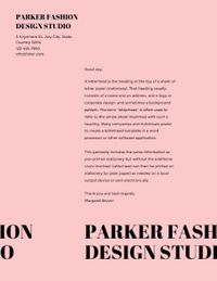 e-commerce, sale, retail, Parker Fashion Design Studio Letterhead Template