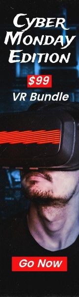 game, man, Black VR Cyber Edition Wide Skyscraper Template